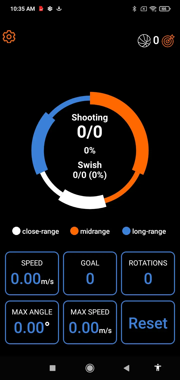 Companion app dashboard showing live dribble tracker telemetry