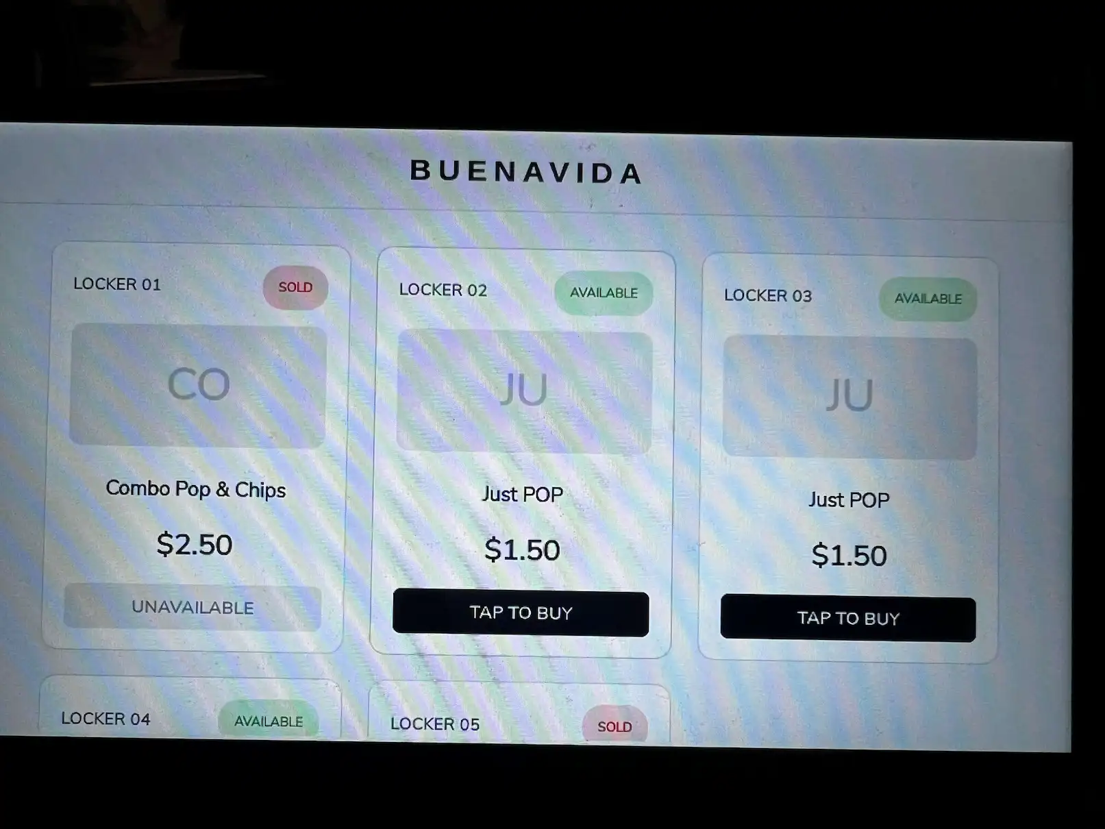 Raspberry Pi smart locker touchscreen UI for BUENAVYDA